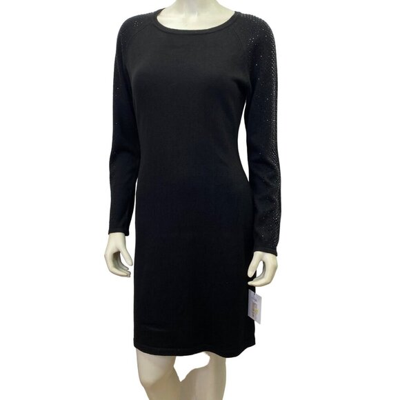 CALVIN KLEIN $134 BLACK SWEATER DRESS MD‎ NWT - Picture 1 of 8